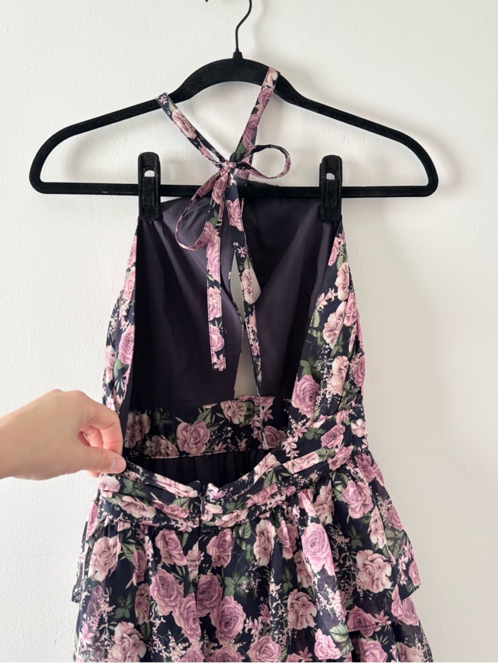 Cami NYC Evina Dress in Mulberry Rose Silk Tiered Floral Twist Halter Top Formal - Picture 8 of 10